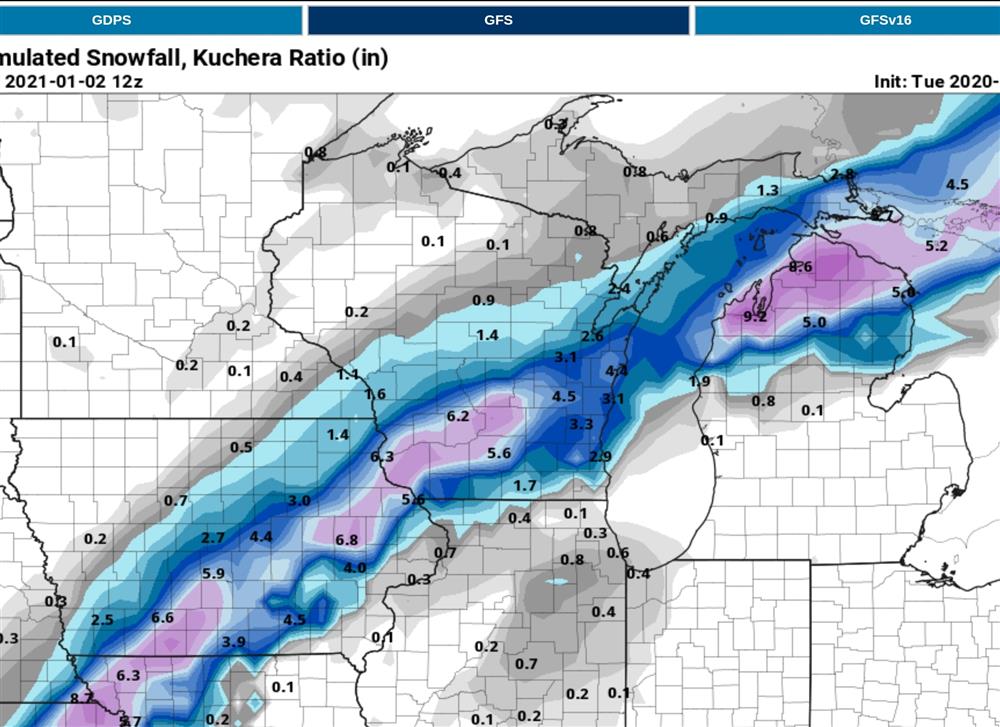 Jan 1 2021 New Years Day Snow Mix Southern Wisconsin